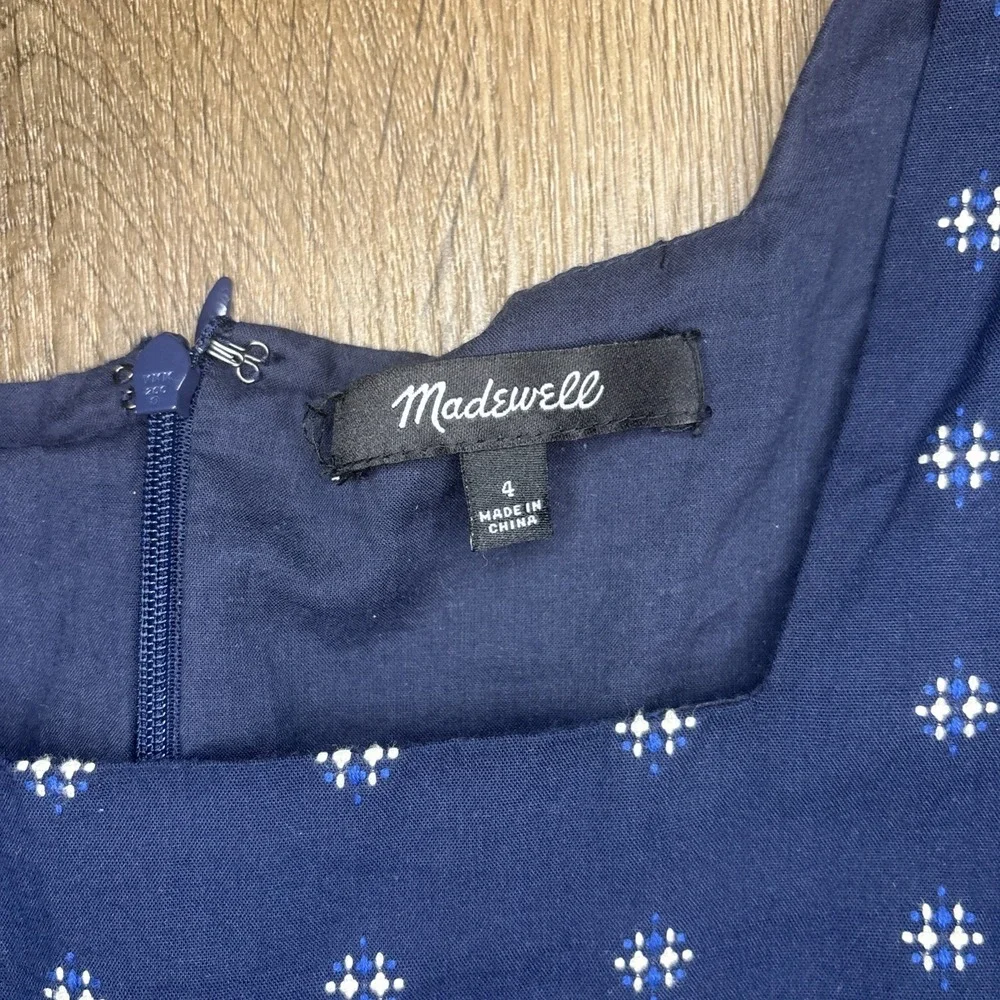 Madewell Navy Tiered Mini Dress with Microprint